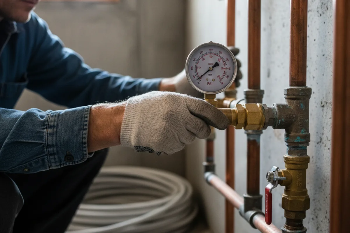 Pressure testing a repaired line during Water Line Repair in Ocheyedan